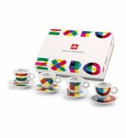 Подарочный сервиз капучино EXPO 2015 с цветными блюдцами, 4 шт.Серия illy приурочена к выставке EXPO 2015 в Милане